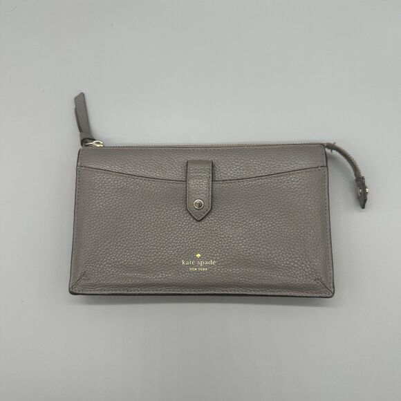 Kate Spade Jackson Crossbody Bag Gray Pebbled Leather Wallet Clutch NO STRAP - Picture 1 of 11